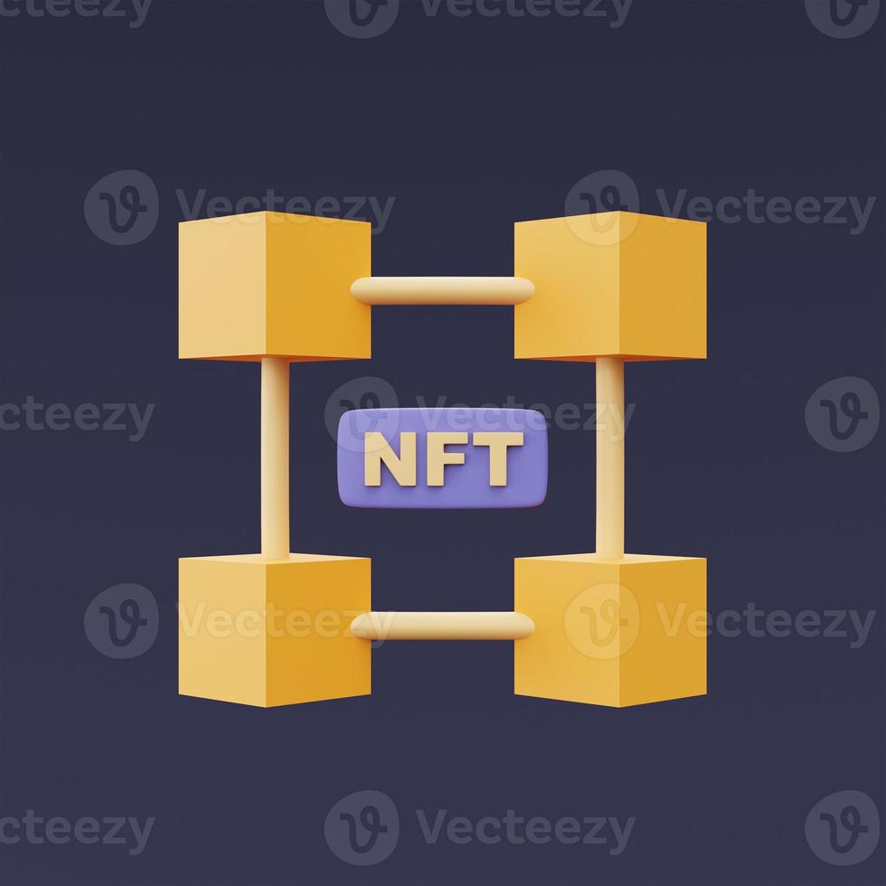 NFT nonfungible tokens concept,blockchain technology,Crypto art,Innovation technology,3d rendering. photo