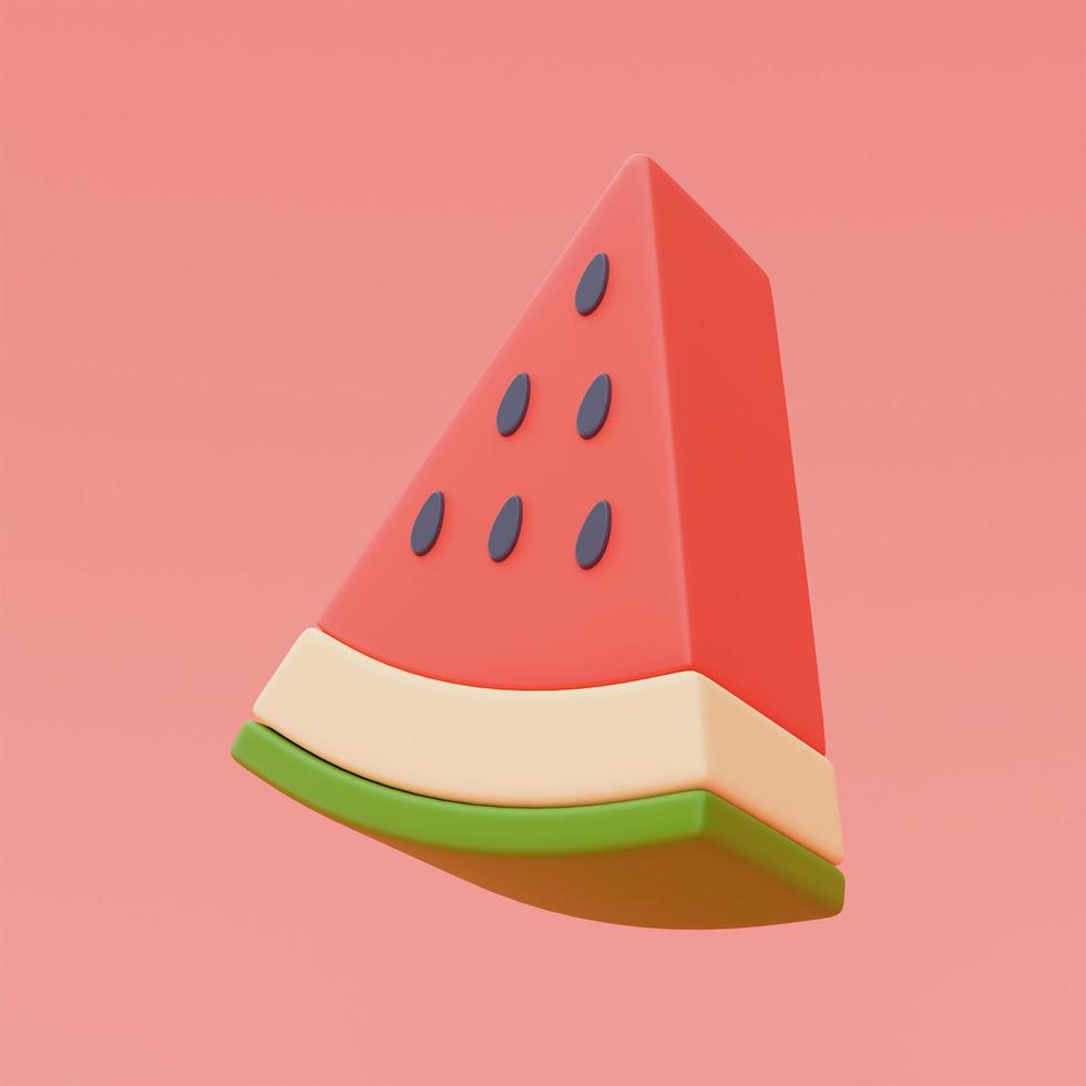 3d rendering of watermelon isolated on red background,summer vacation concept,summer elements,minimal style.3d render. photo