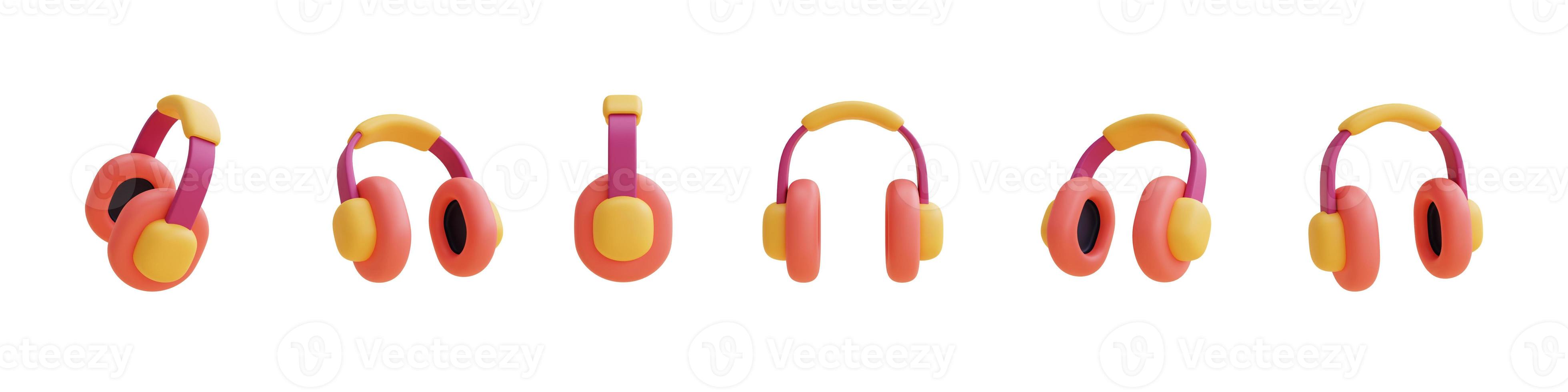 Set of  headphone,minimal style,Flat lay.3d render. photo