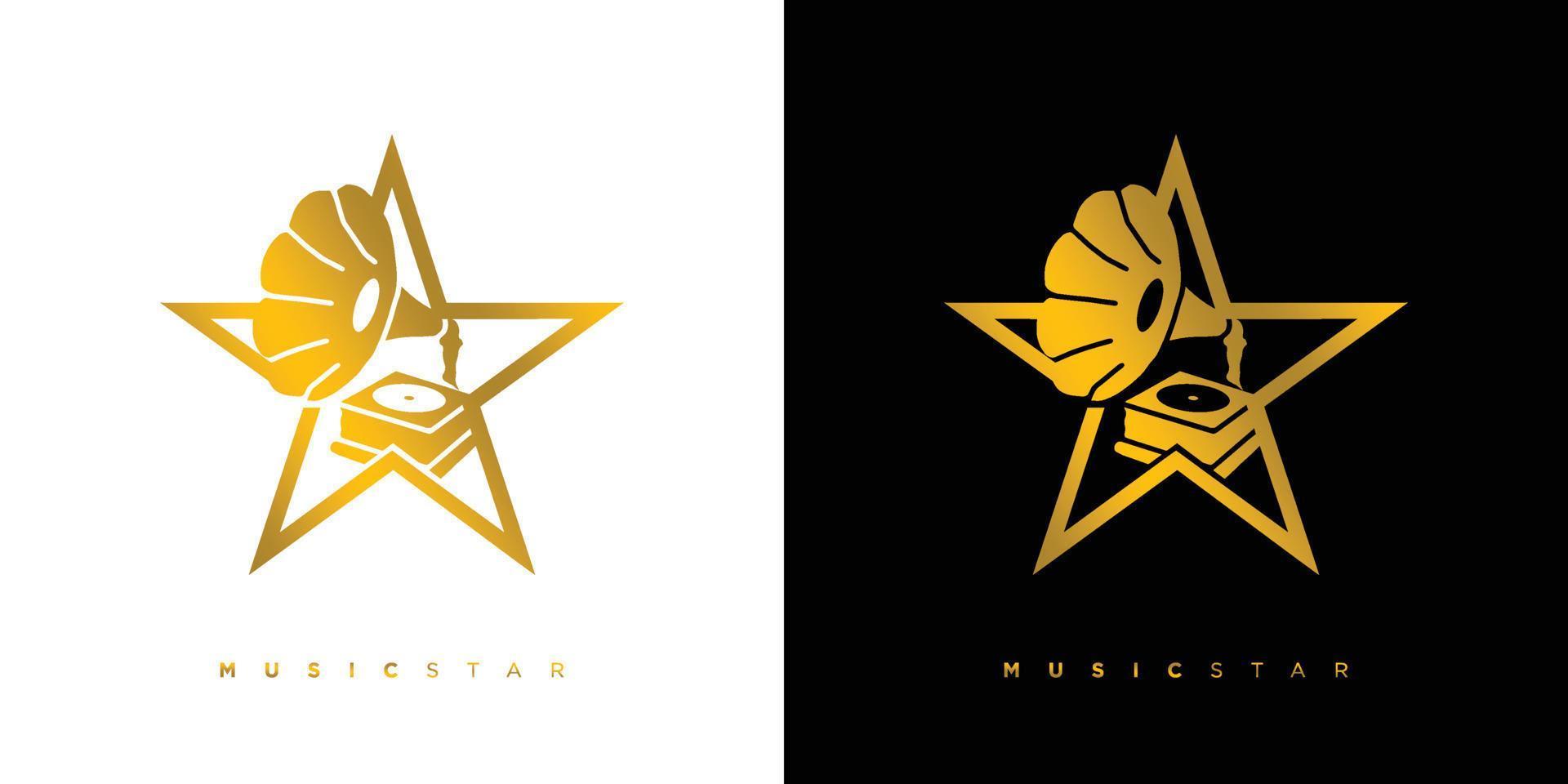 Modern and elegant music star logo design vector