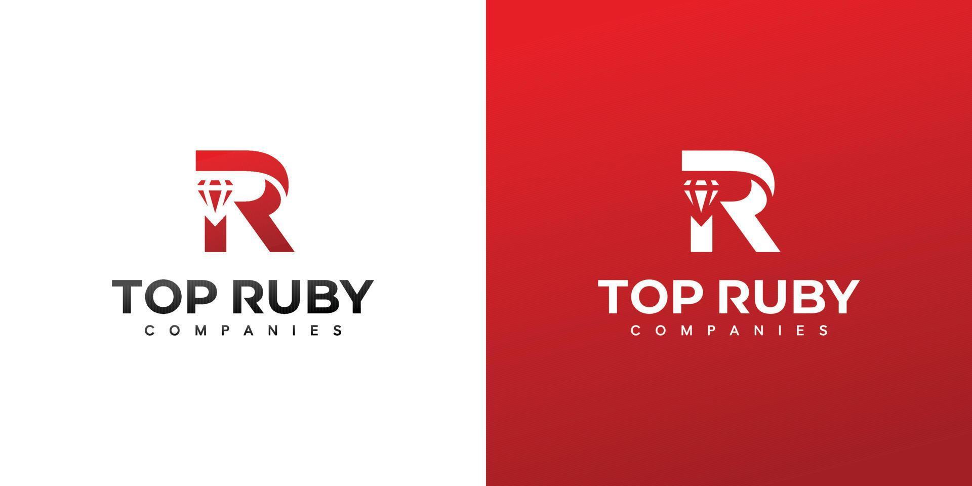 Ruby logo design with R initials is modern and luxurious vector