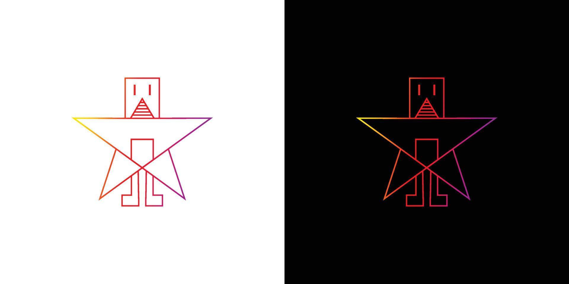 diseño de logotipo de estrella de robot único y divertido vector