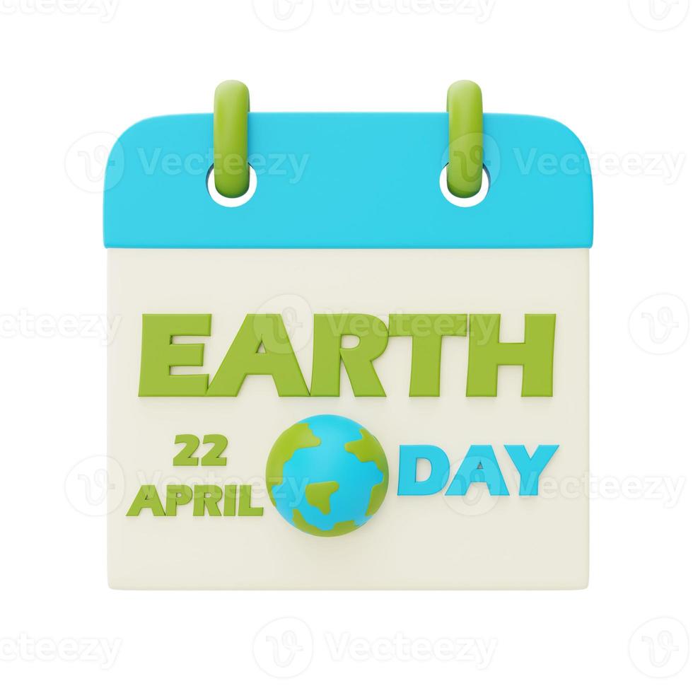 feliz día de la tierra con globo terráqueo, día mundial del medio ambiente, representación 3d. foto
