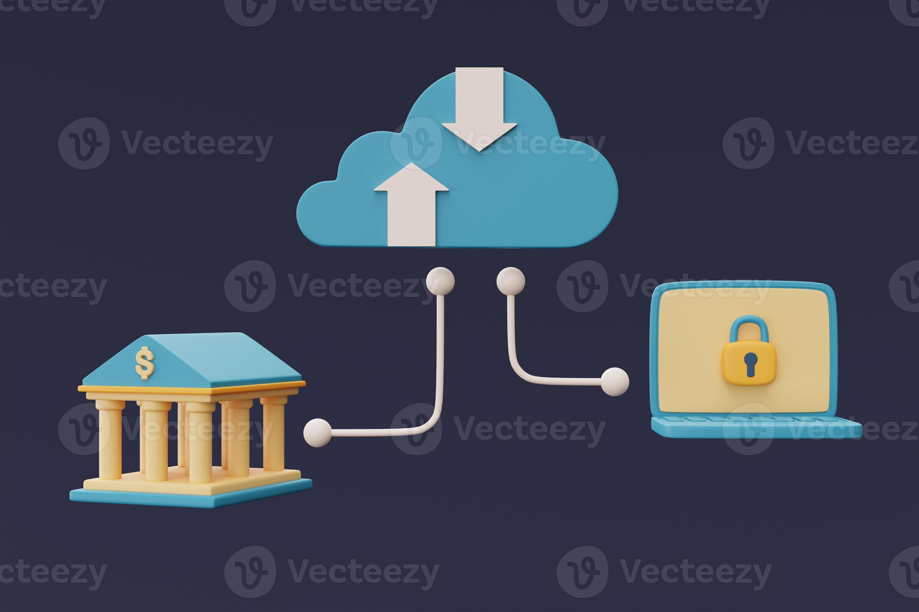Cloud storage technology,Computer connects to online data storage and ...