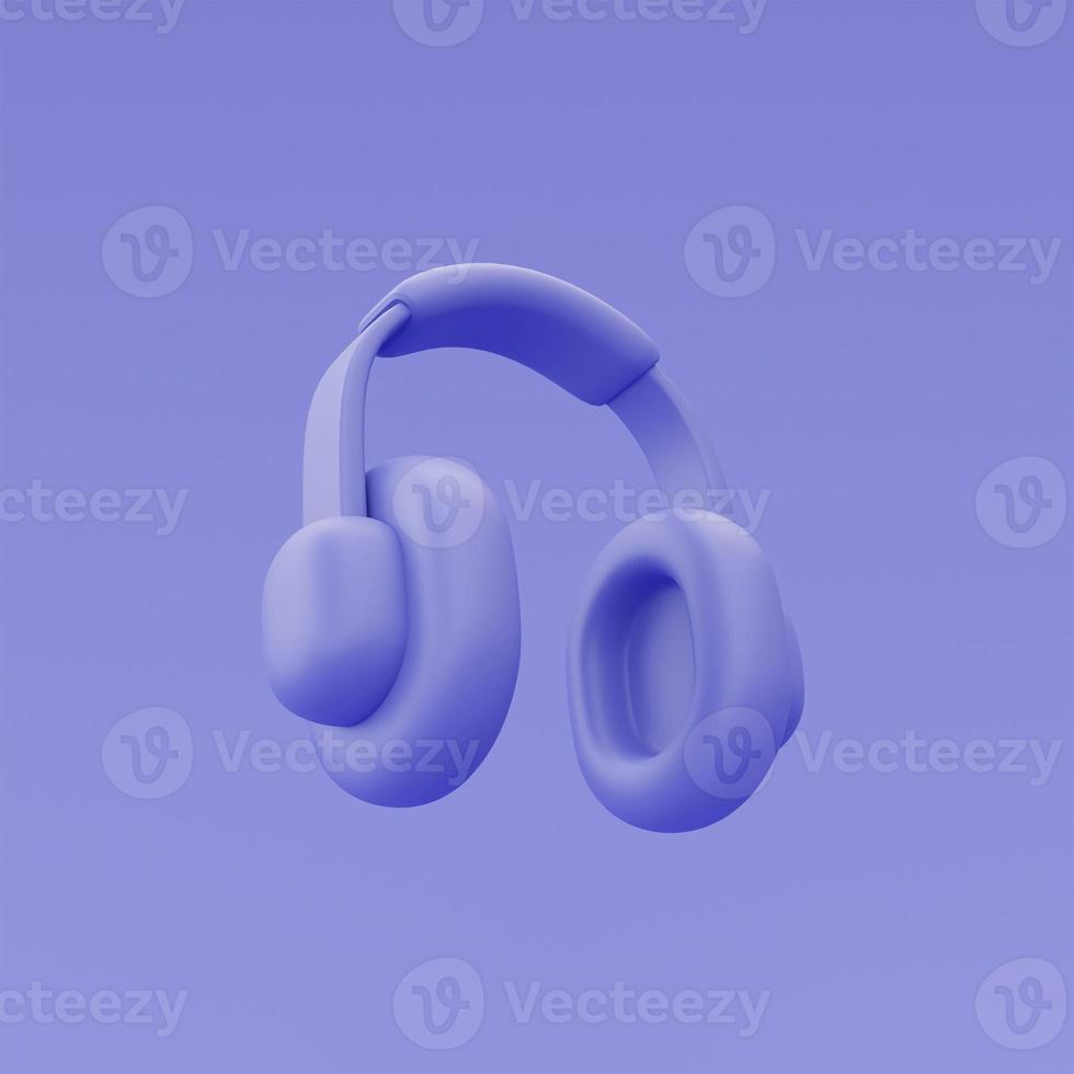 3d purple headphone isolated,minimal style,3d rendering. photo