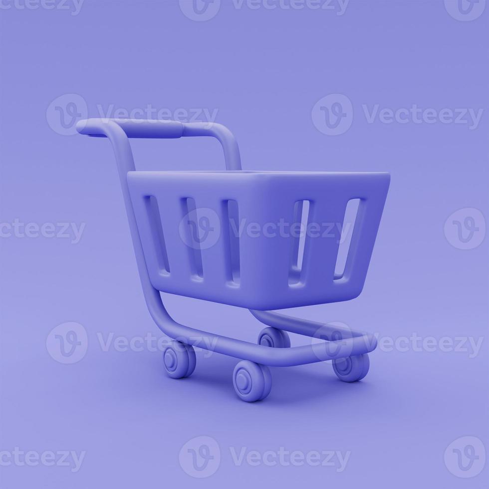 3d purple shopping cart isolated,Online shopping concept,minimal style,3d rendering. photo