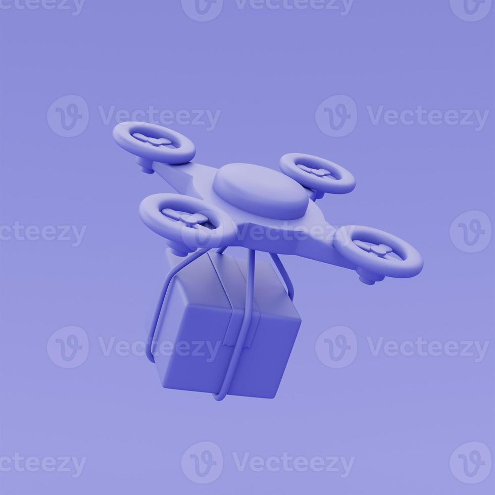 3d purple delivery drone,Online shopping concept,minimal style,3d rendering. photo