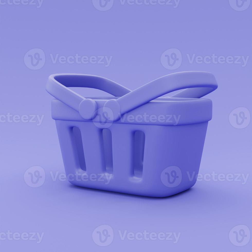 3d purple shopping basket isolated,Online shopping concept,minimal style,3d rendering. photo