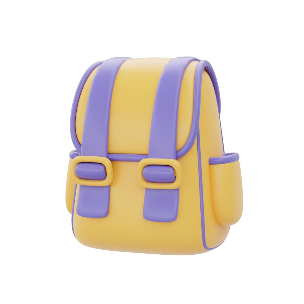 3d backpack isolated on white background, Back to school concept, 3d rendering. photo