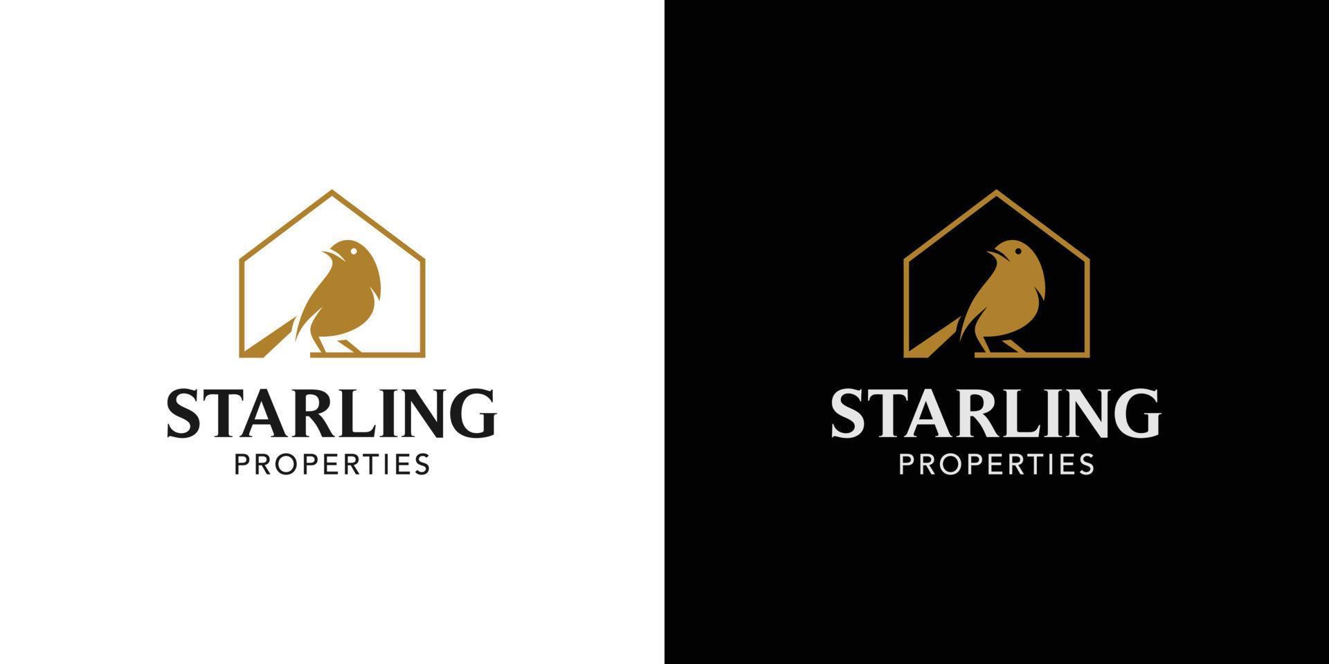Modern and elegant combination of starling icon housing logo design 2 vector