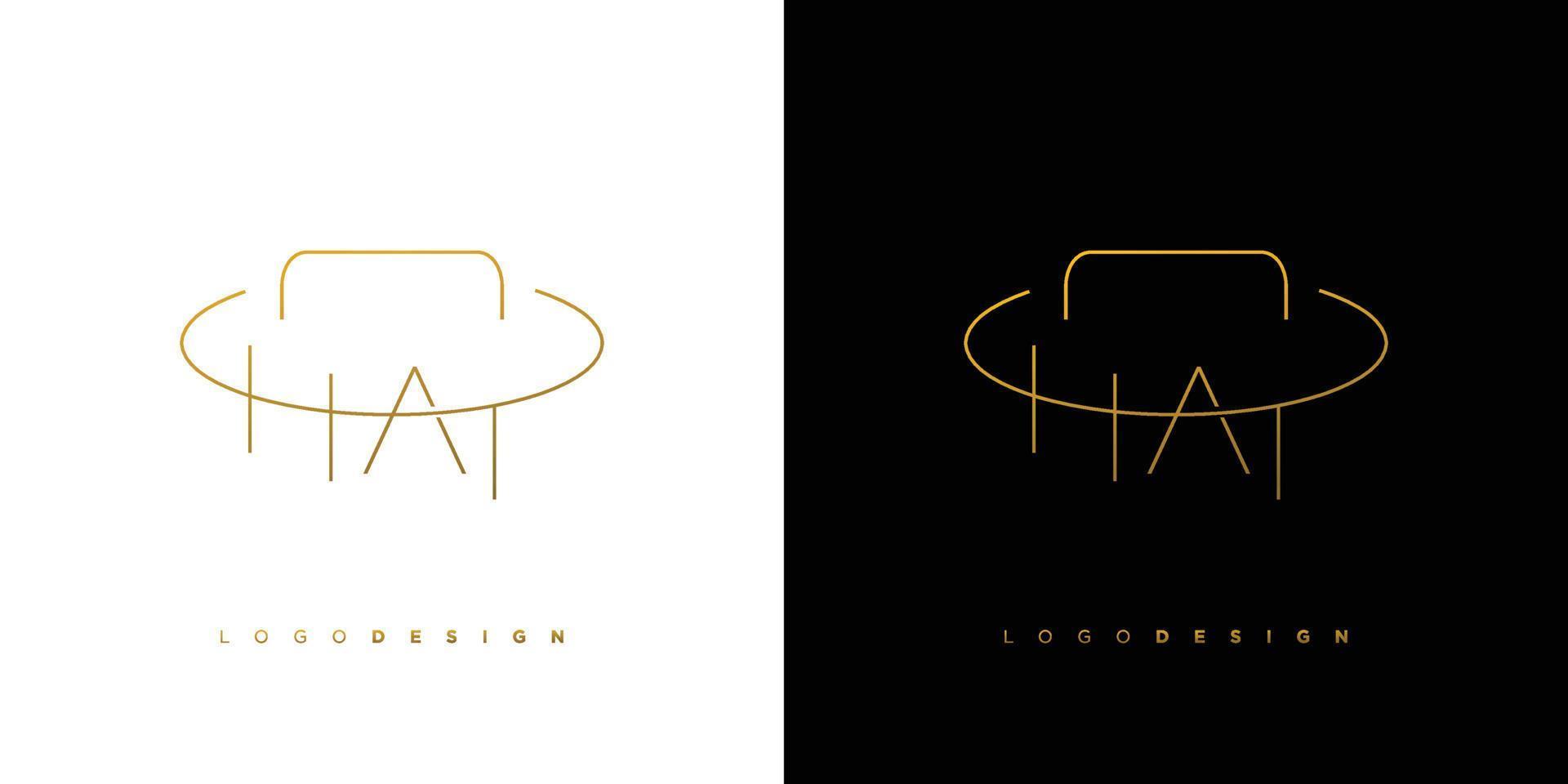 Simple and unique letter H initial hat logo design vector