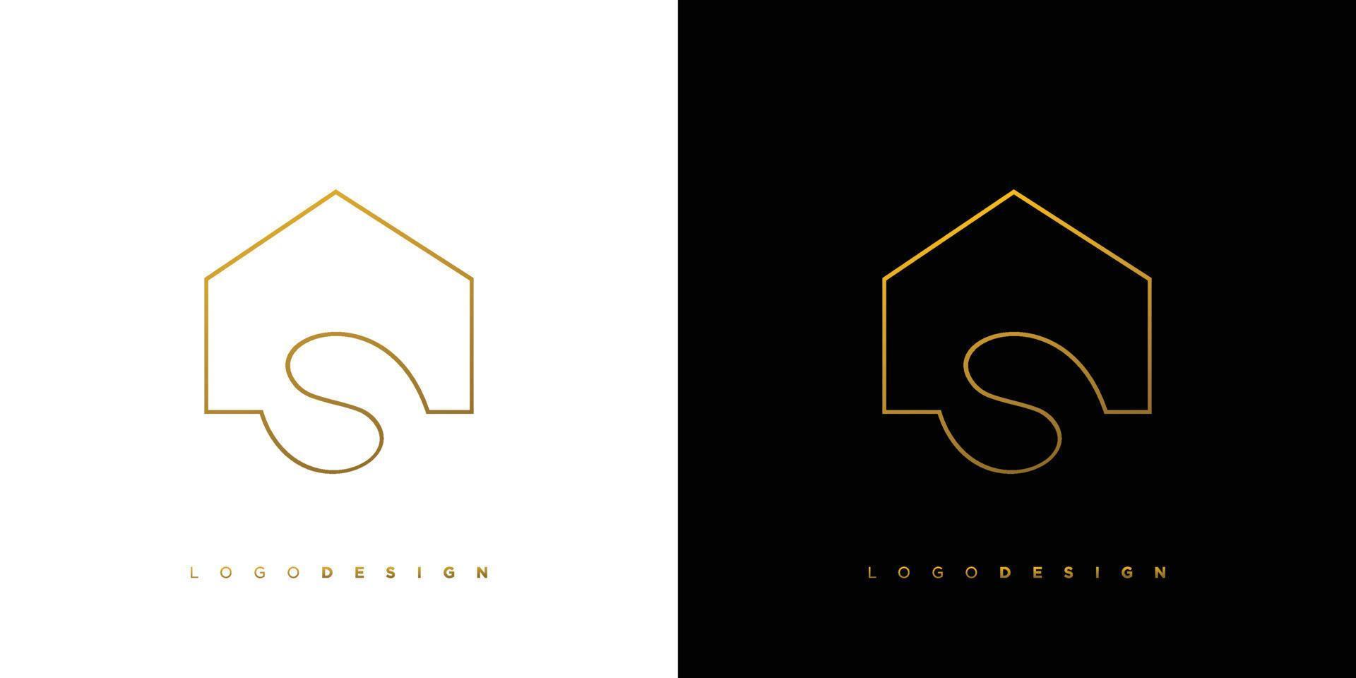 Modern and unique letter S initial house logo design vector