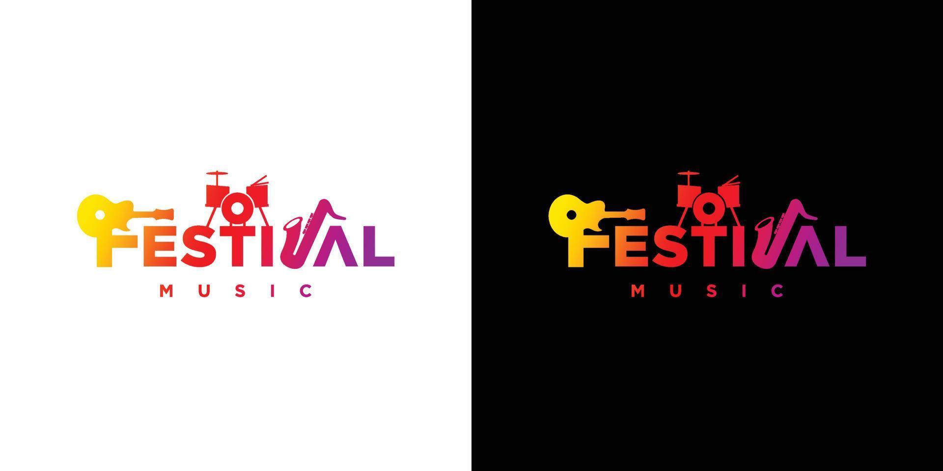 diseño de logotipo de festival de música moderno y único vector