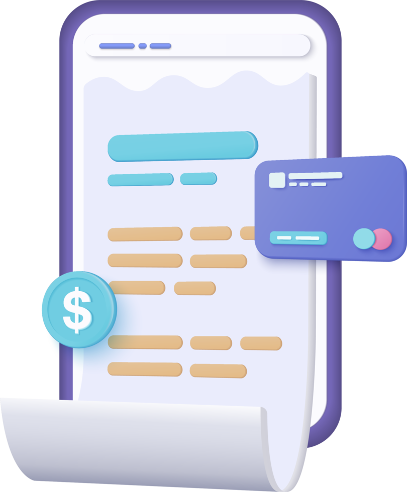 3D bill payment with credit card and financial security for online shopping, online payment credit card with payment protection concept. 3d render for business finance and easy online shopping png
