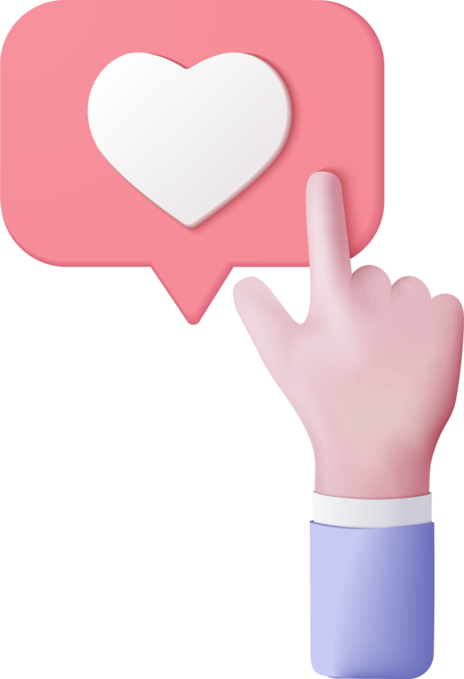 concept de plate-forme en ligne de médias sociaux 3d, communication sociale en ligne sur les applications, cadre photo avec icône emoji coeur et amour, aimez et jouez dans des icônes 3d à bulles rouges. concept de rendu 3d png