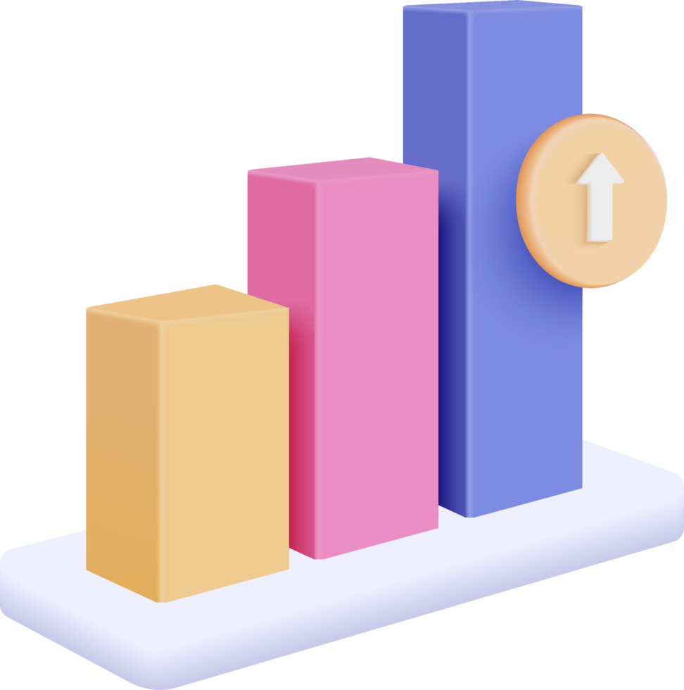 Leadership for successful new idea. Excellent business graph on background. under creative solution concept in 3D vector render on white background. 3d goal for business, bank, finance, investment png