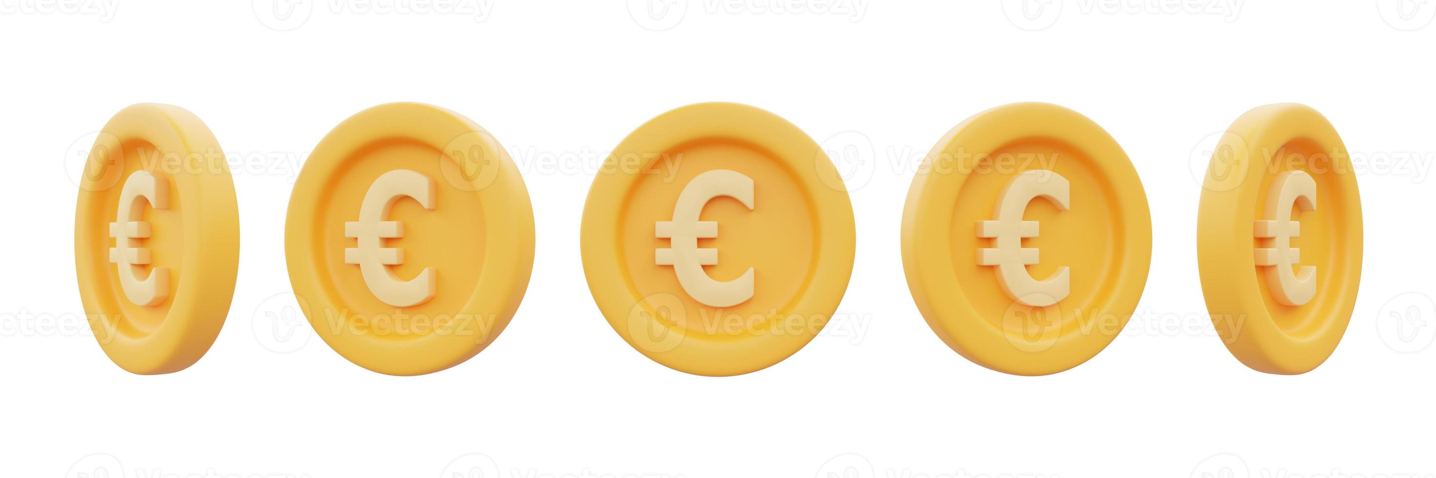 Set of golden coins with euro sign isolated on white background,Business,finance or currency exchange concept,minimal style.3d rendering. photo