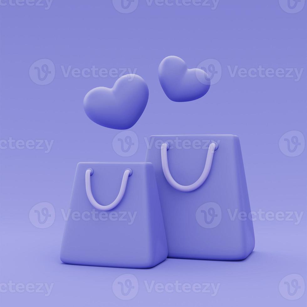 3d purple shopping bag isolated,Online shopping concept,minimal style,3d rendering. photo