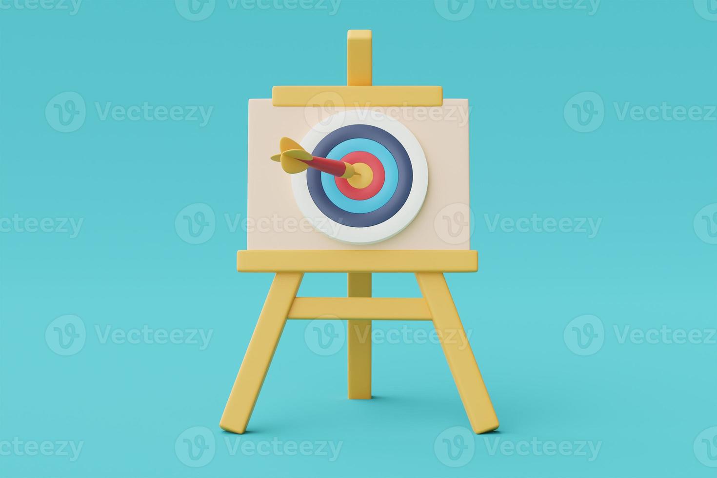 Dart arrow hit the center target of dartboard,Achieving the goal,success business strategy concept,minimal style,3d rendering. photo