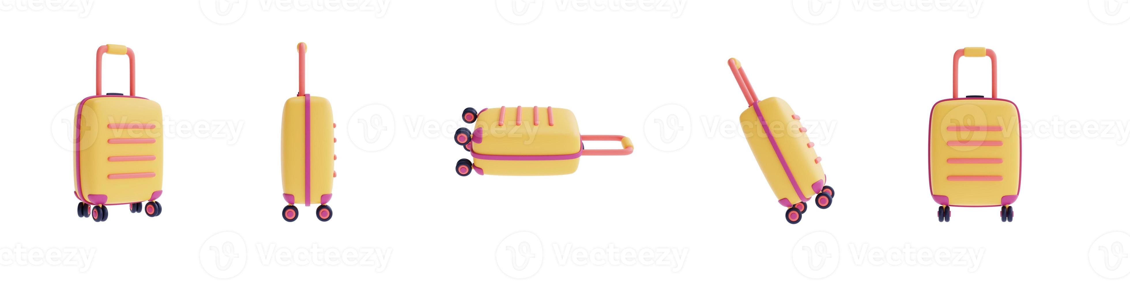 Set of yellow suitcases,Tourism and travel concept,minimal style,Flat lay.3d render. photo