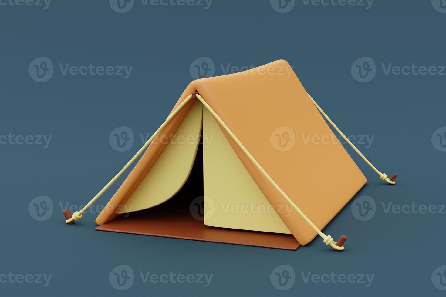 3d render of Camping tent isolated on blue background,Camping equipment,holiday vacation concept.minimal style. photo