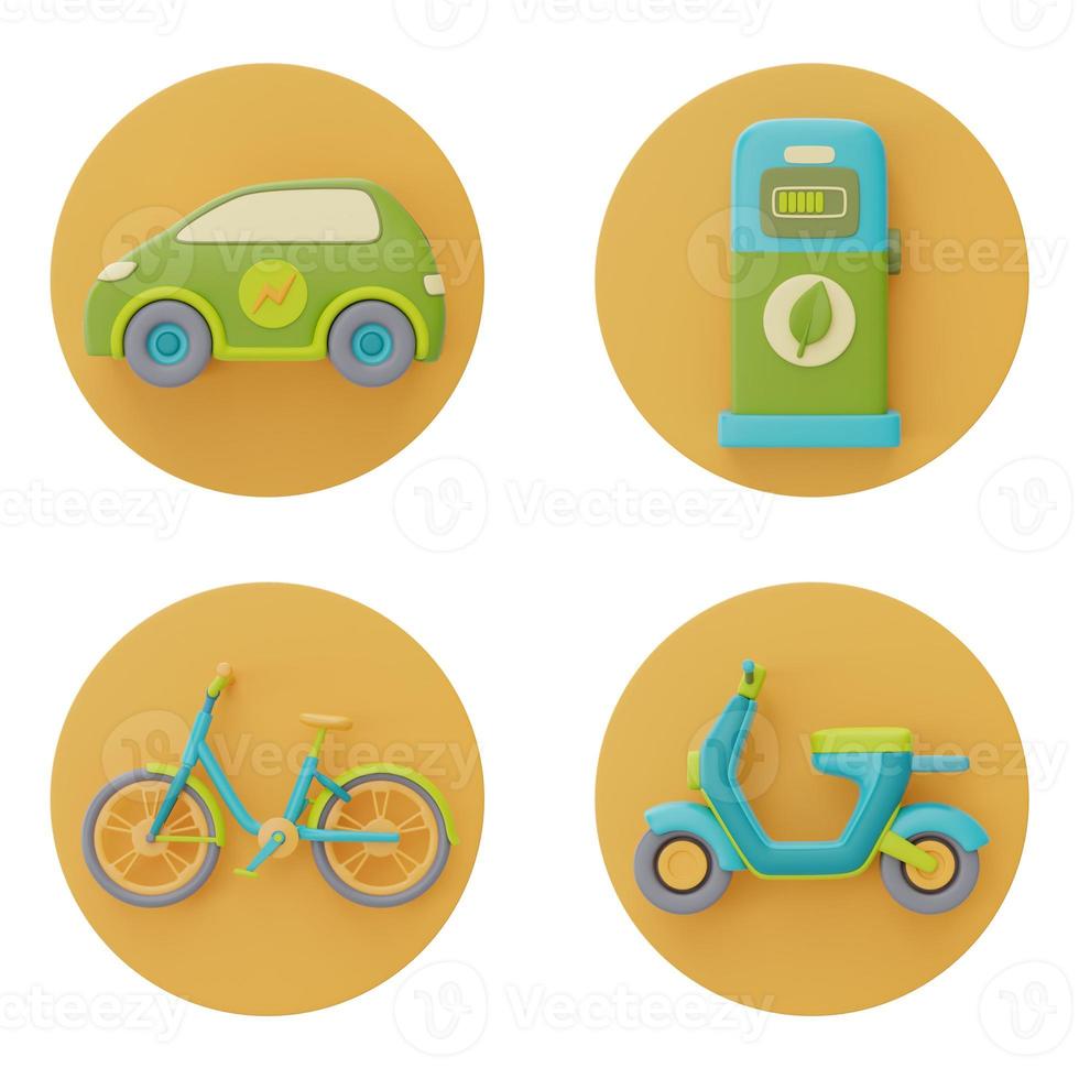 set of ecology and alternative source of electricity symbol, 3d rendering. photo