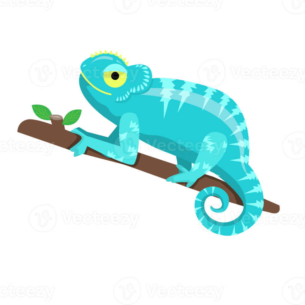 cartoon blue chameleon element design png