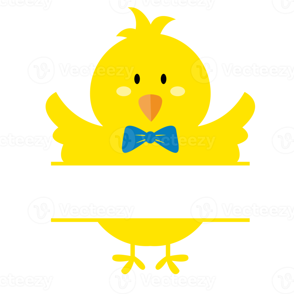 Yellow baby chicken with Split Monogram design png