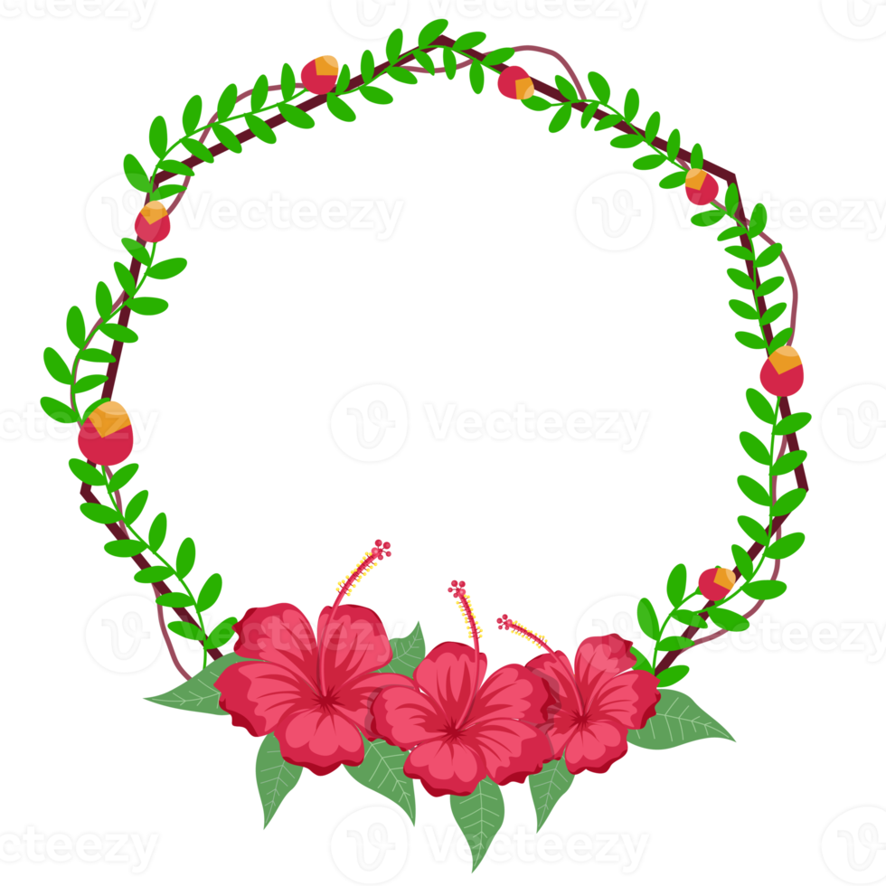 Round wreath with twigs with  floral  .design graphic png