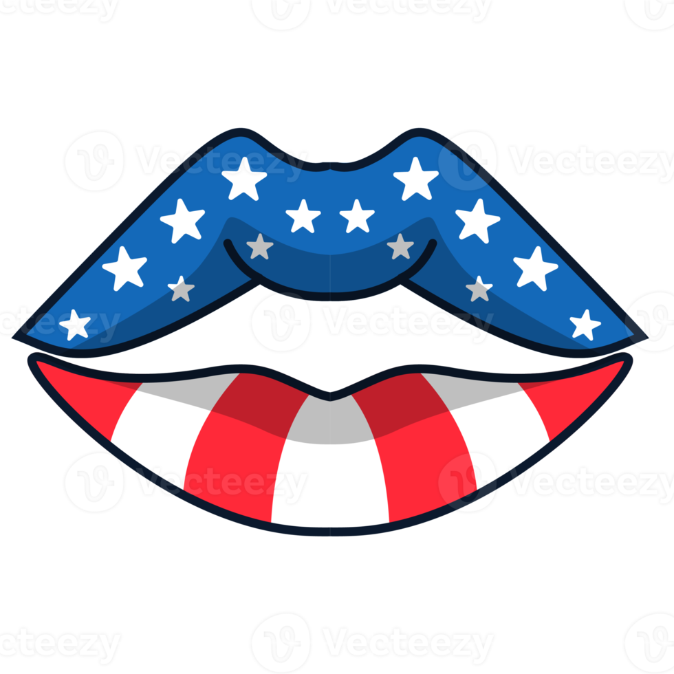 lips American flag design png