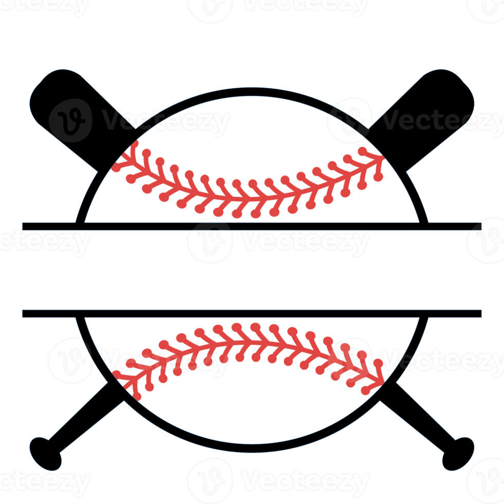 beisebol com design de monograma dividido png