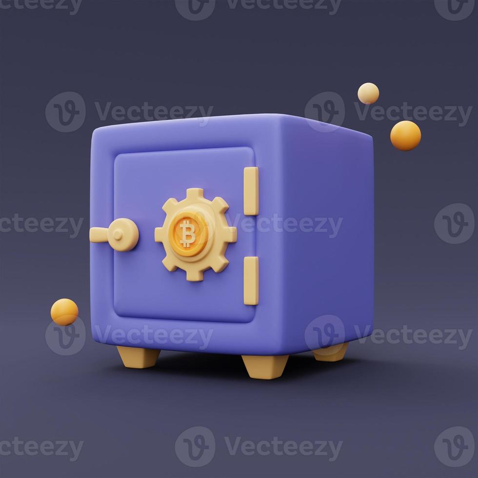 closed purple safe box isolated,Cryptocurrency protection concept,minimal style.3d rendering. photo