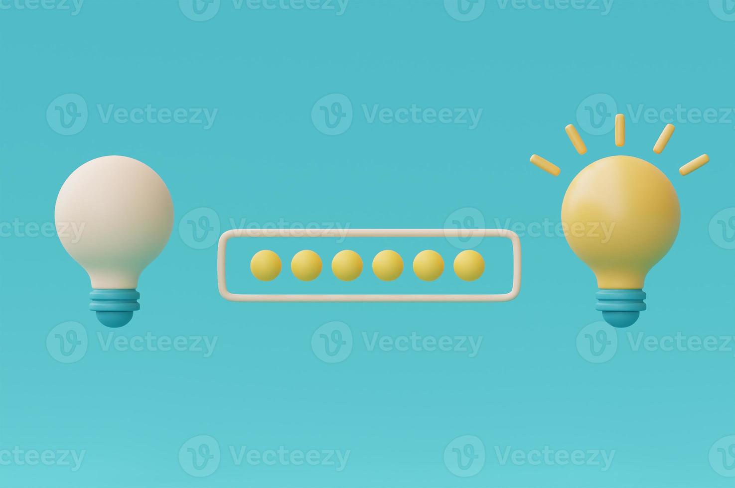 3d render yellow lightbulb on blue background,idea loading concept,creativity for business idea,minimal style,3d rendering. photo