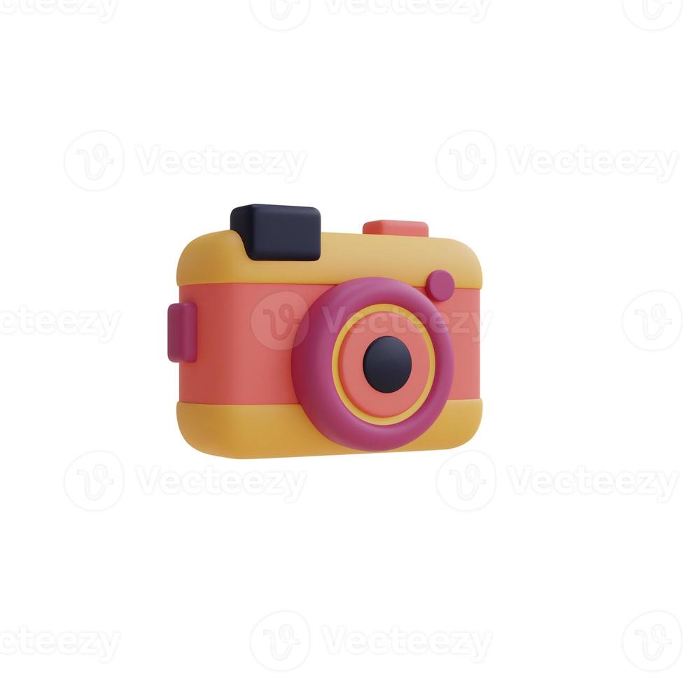 3d render of camera ,Tourism and travel concept,minimal style,Flat lay. photo