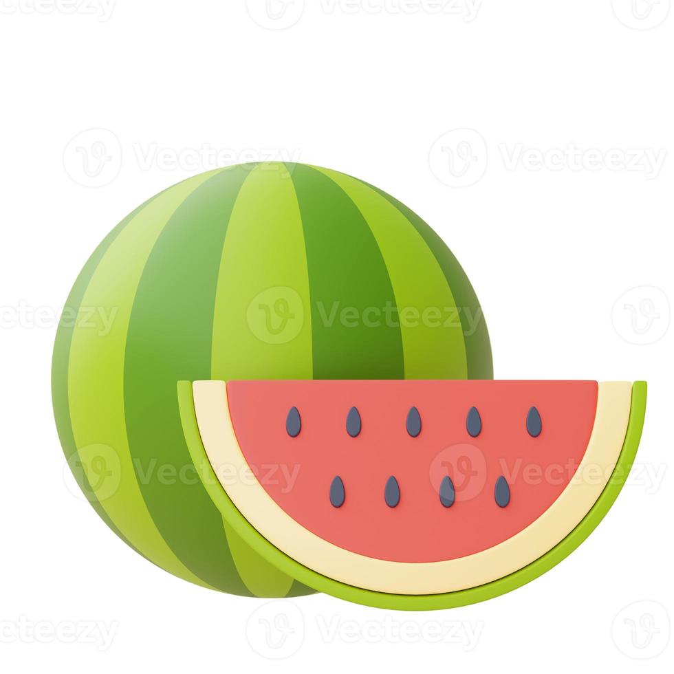 watermelon isolate on white background,summer fruits,3d rendering. photo