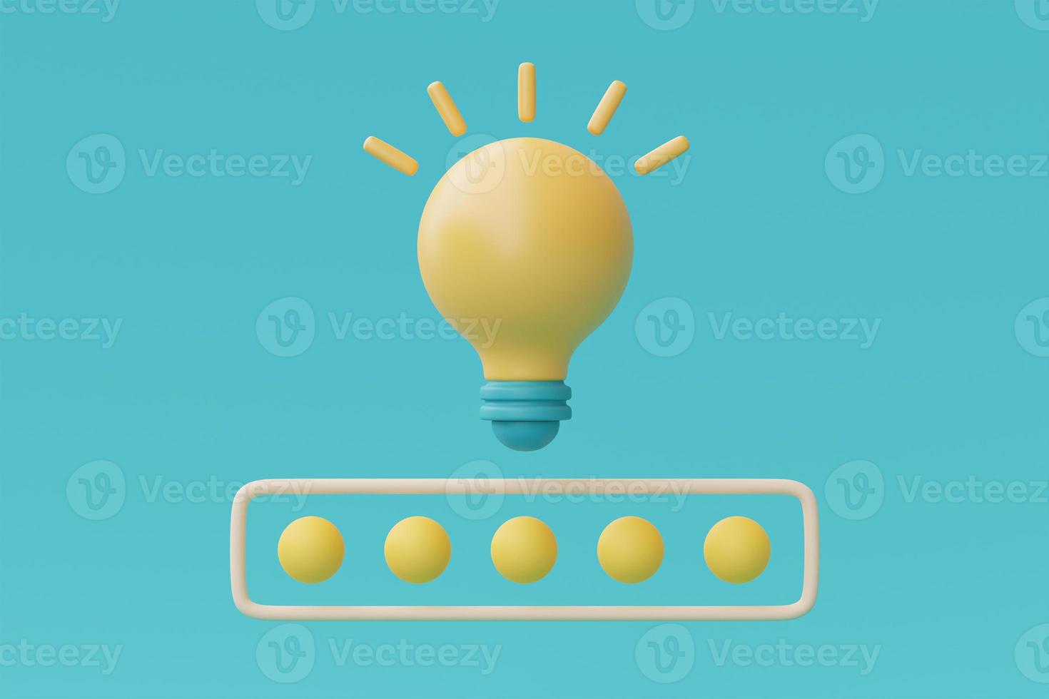 3d render yellow lightbulb on blue background,idea loading concept,creativity for business idea,minimal style,3d rendering. photo