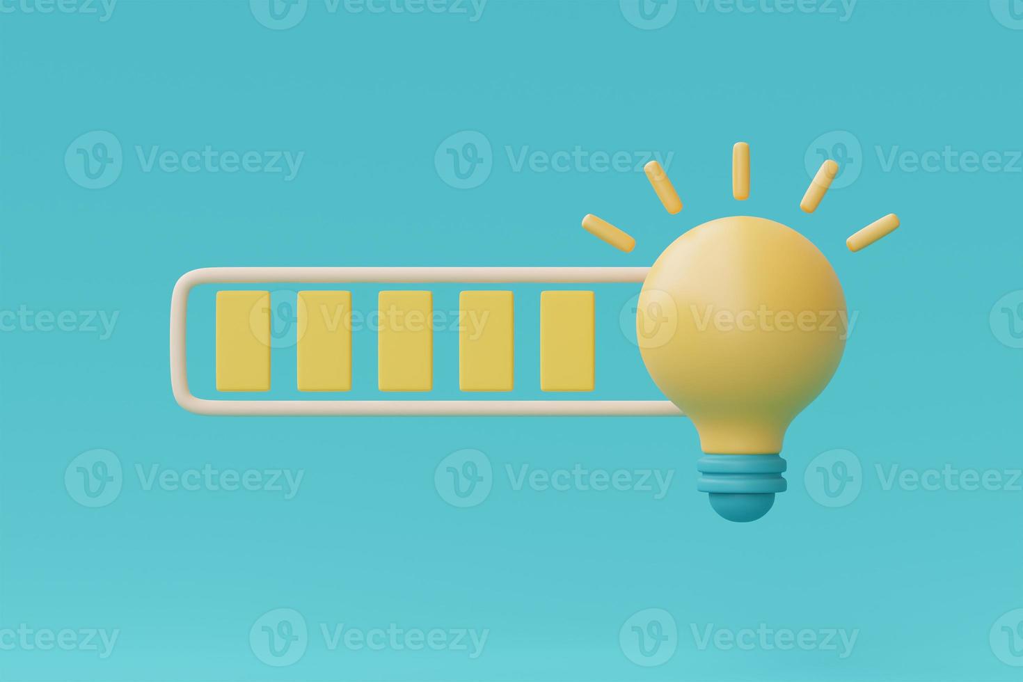 3d render yellow lightbulb on blue background,idea loading concept,creativity for business idea,minimal style,3d rendering. photo