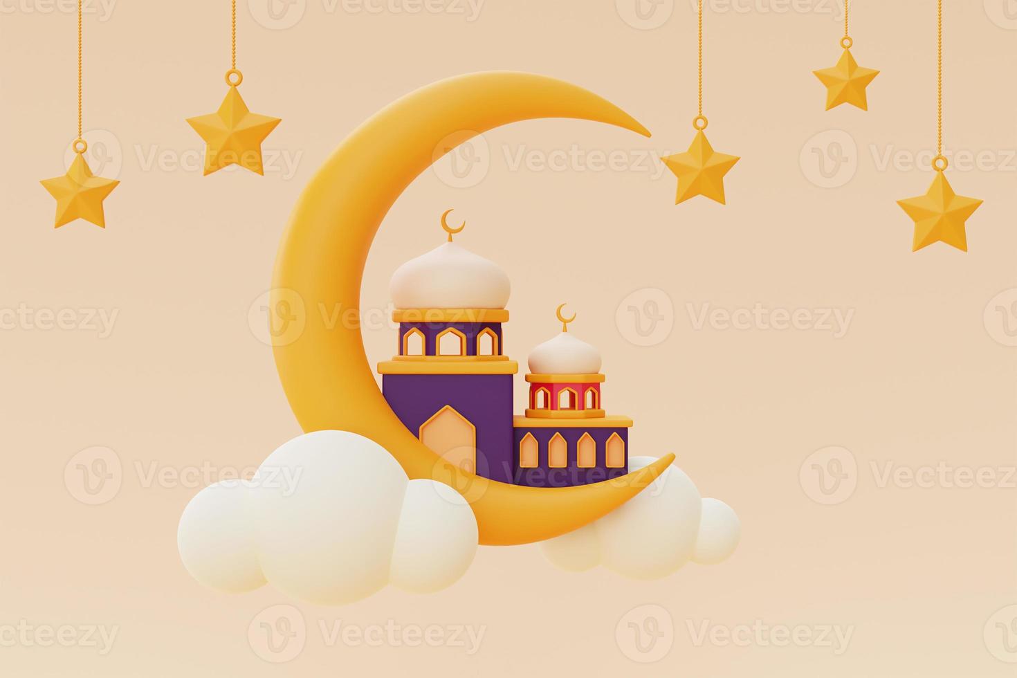 3d ramadan greetings,Islamic holiday, Raya Hari, Eid al Adha, 3d rendering. photo