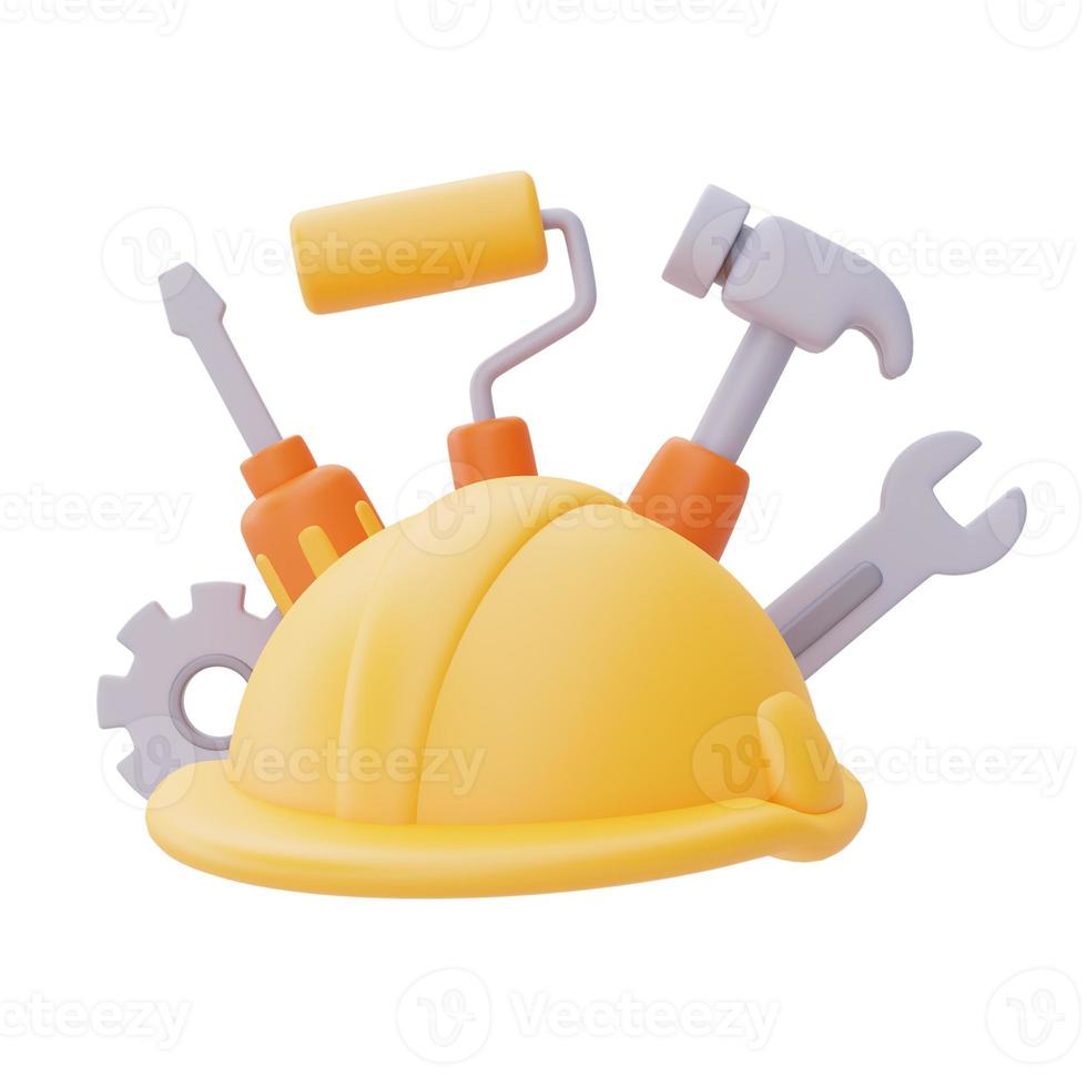 Construction tools and equipment,Happy labour day.3d rendering photo