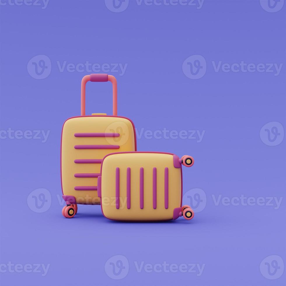 3d render of yellow suitcases,Online travel and tourism planning concept,holiday vacation,Ready for travel. photo