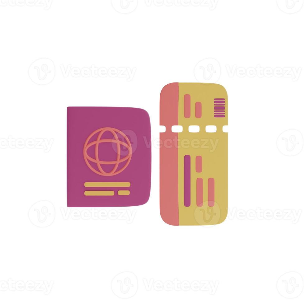 3d render of  Passports and tickets ,Tourism and travel concept,minimal style,Flat lay. photo