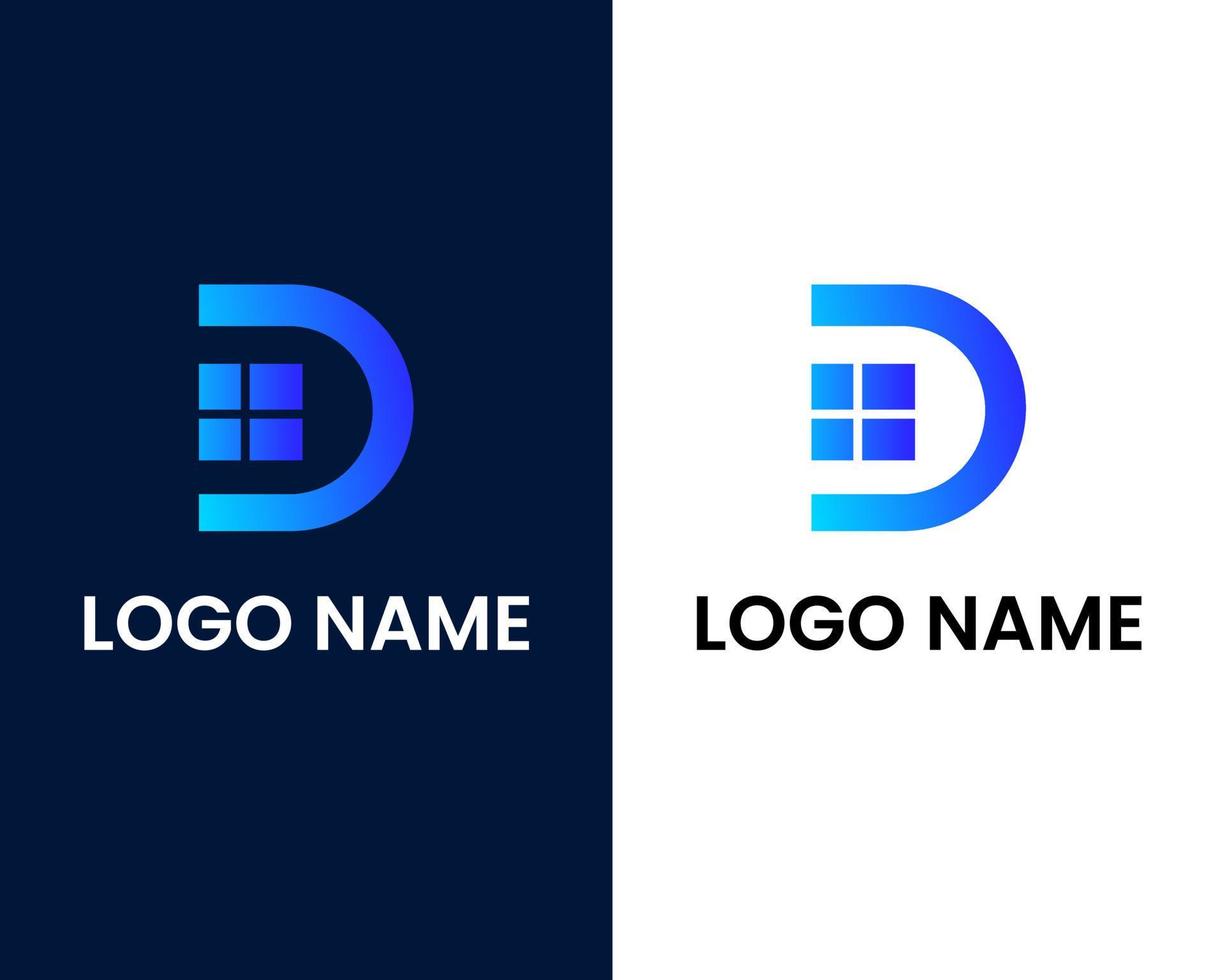 letter d with home modern logo design template vector