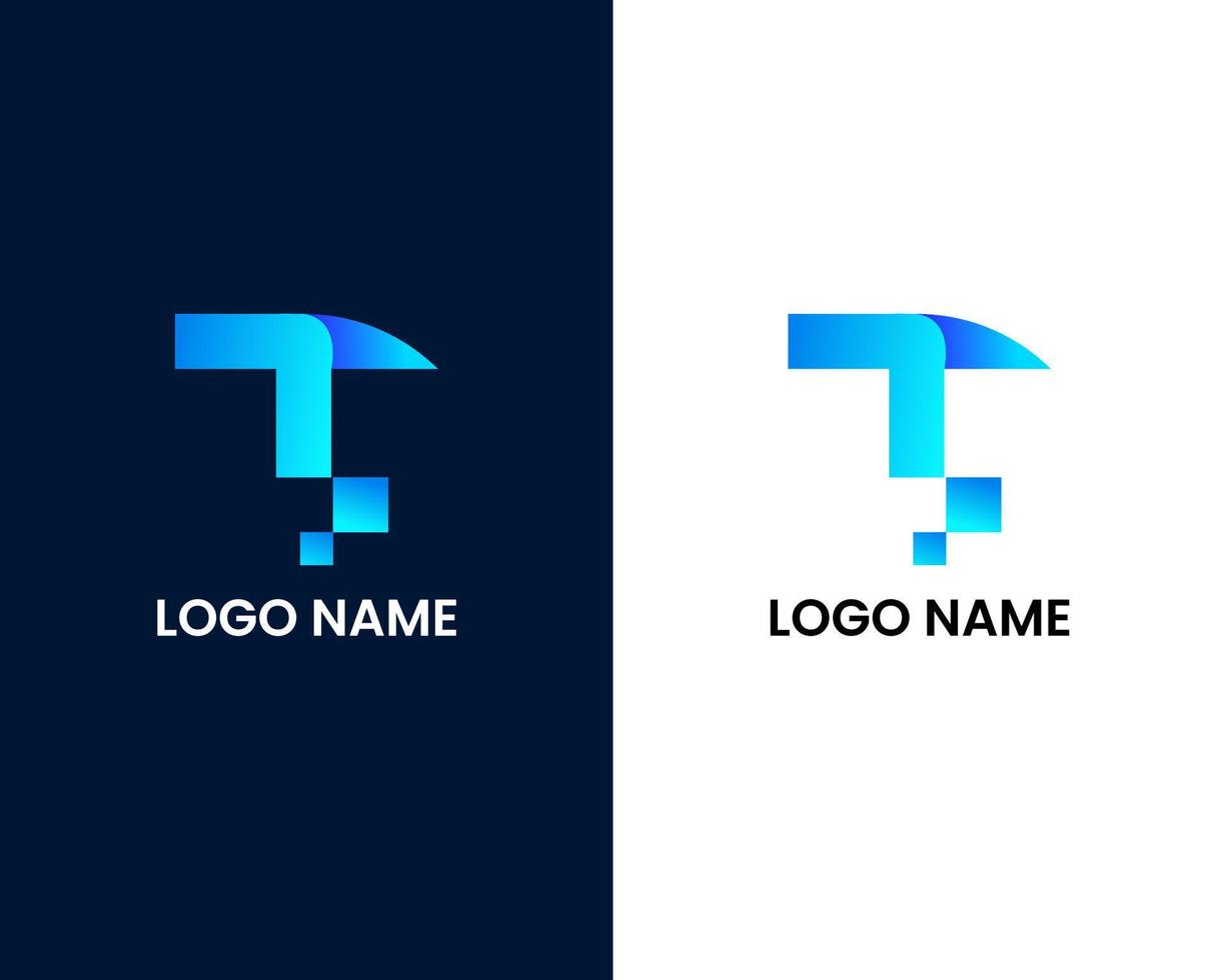 letter t with tech logo design template vector