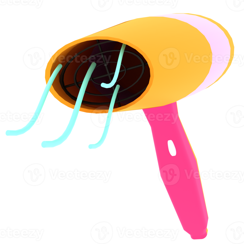 3D-illustration hårtork elektrisk png