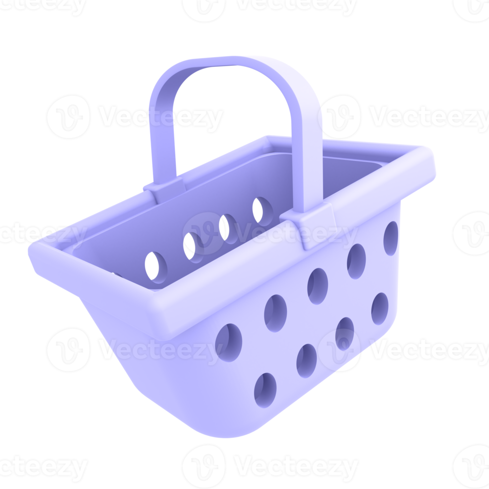 Ecommerce icon empty shopping basket 3d illustration png