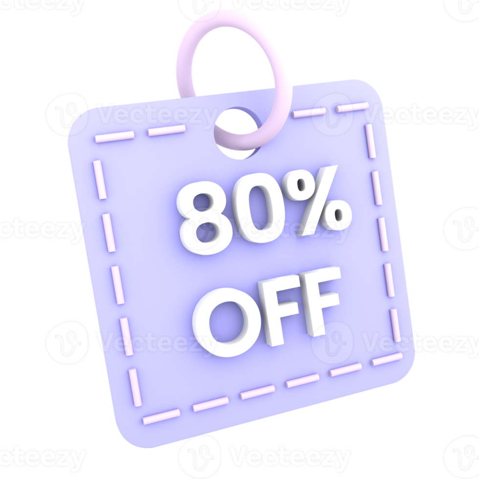 3d discount 80 percent off sale tag icon ecommerce illustration png
