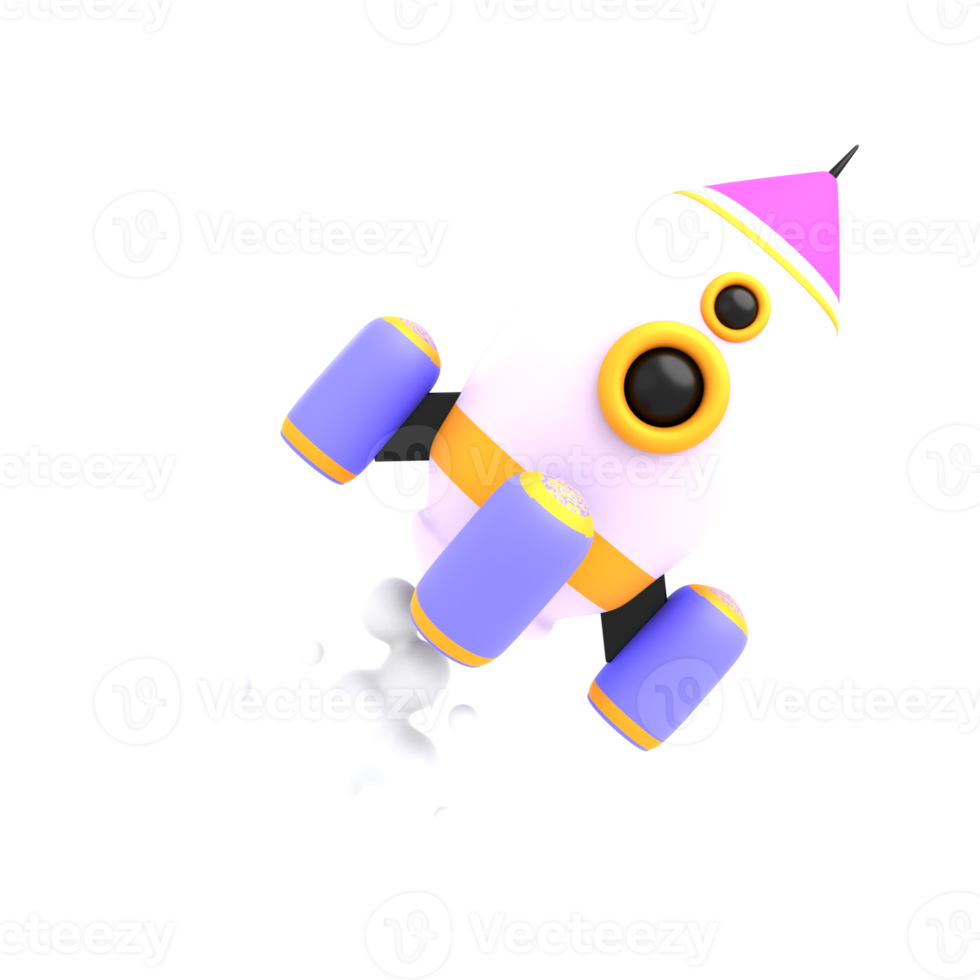 3d rocket target boost business isolated render illustration png