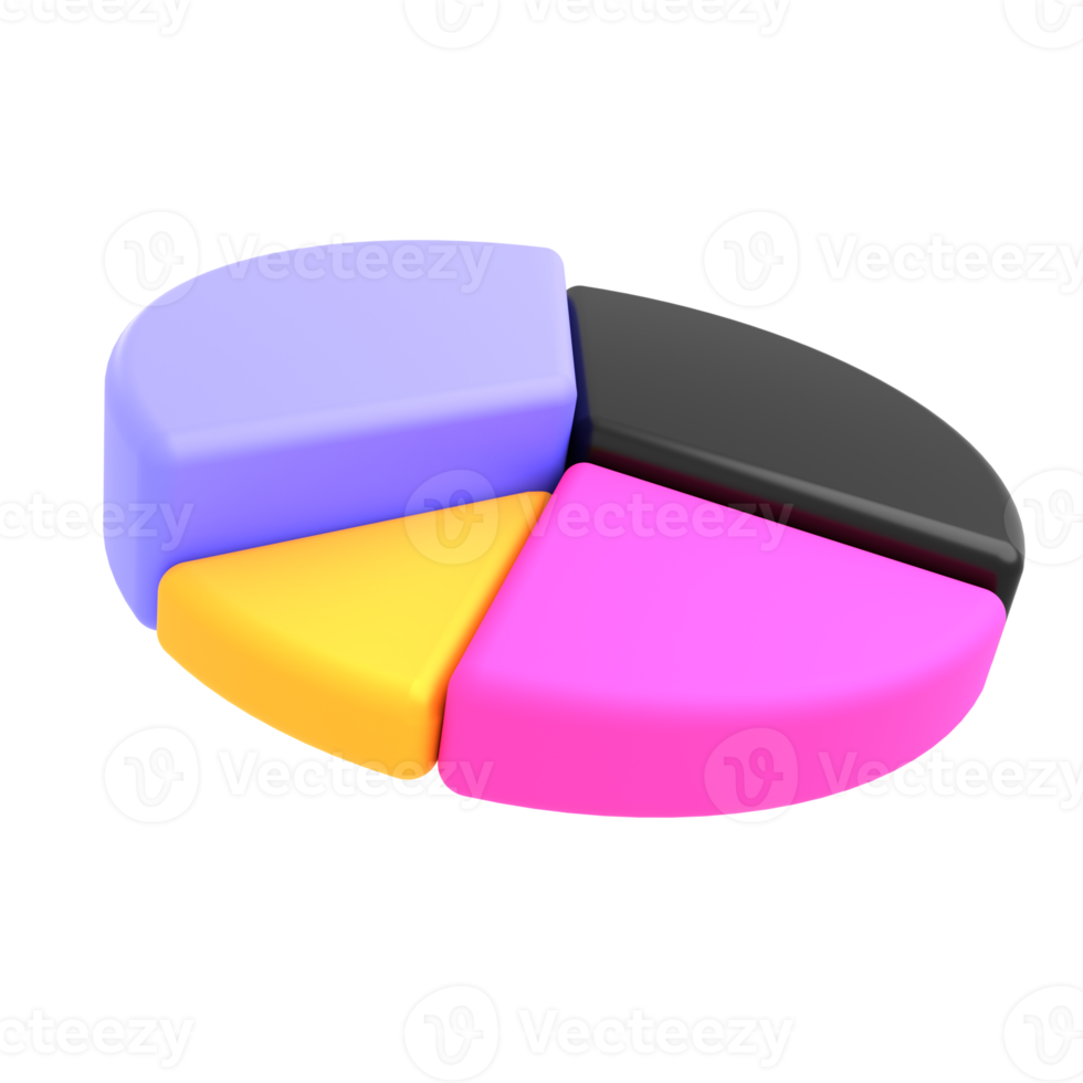 ilustração de renderização isolada de negócios de gráfico de pizza 3D png