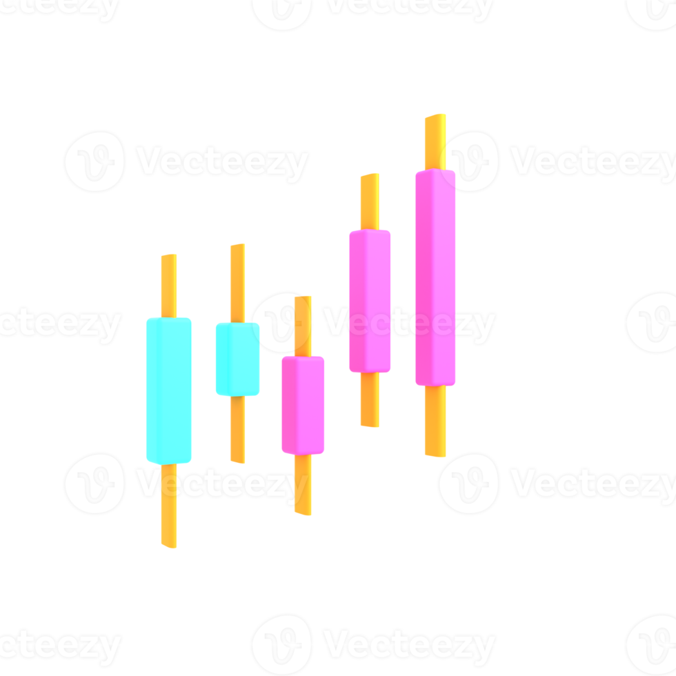 3d candle trading chart isolated render illustration png