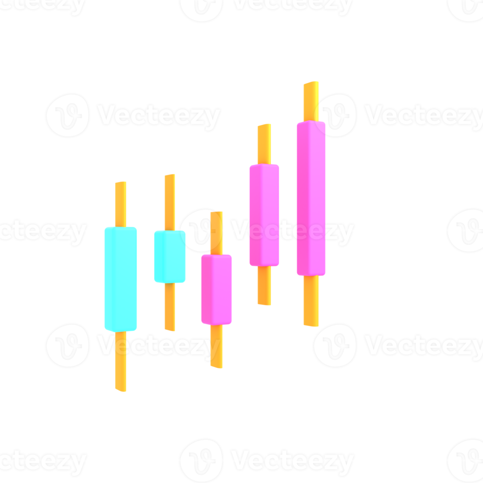 3D-Kerzenhandelsdiagramm isolierte Render-Illustration png